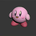 Cute Pink Cartoon Character With Big Blue Eyes Red Mouth And Round Body