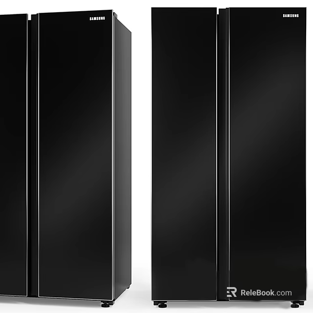 Black Double Door Refrigerator Freezer With Modern Sleek Exterior Design 3d model 