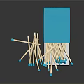 Open Blue Matchbox With Scattered Wooden Matches Blue Tips On Dark Surface
