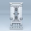 Ornate Classical Building Exterior Wall With White Marble Gold Accents And Decorative Glass Panel