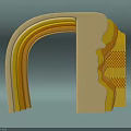 Modern Layered Archway Design With 3D Yellow Orange Structure And Textured Decor Elements 3d model