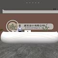 Modern company front desk background wall reception area bar desk reception desk hall simple lobby 3d model