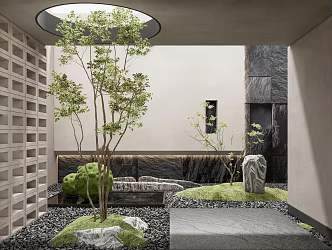 Modern courtyard landscape sketch 3d model