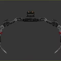 Futuristic Mechanical Character And Biomechanical Creature With Multi Legged Design And Metallic Red Accents