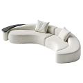 Modern Curved Cream Fabric Sofa With Decorative Pillows And Comfortable Design
