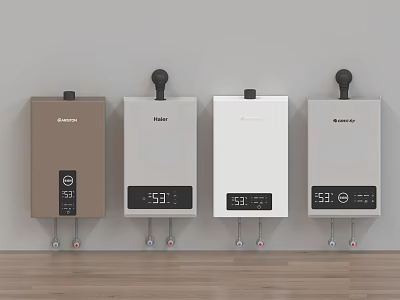 Wall Mounted Kitchen Water Heaters With Temperature Display And Various Designs 3d model