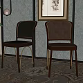 Elegant Leather Dining Chairs With Metal Frames Against Wall And Green Plants On Patterned Rug