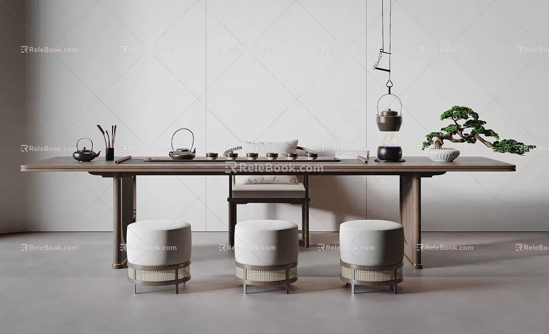 Modern Tea Table and Chair Tea Table and Chair Combination 3d model