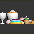 Commercial Dessert Display Equipment Showcasing Colorful Cupcakes And Cream Treats