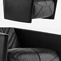 Black Leather Single Sofa With Modern Stitched Design And Comfortable Seating 3d model