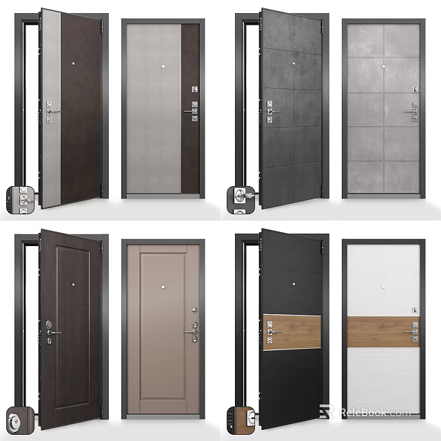 Modern Swing Doors In Various Colors And Materials For Interior Design 3d model