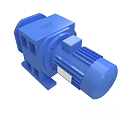 Blue Industrial Gear Reducer Motor With Yellow Shaft And Metal Base