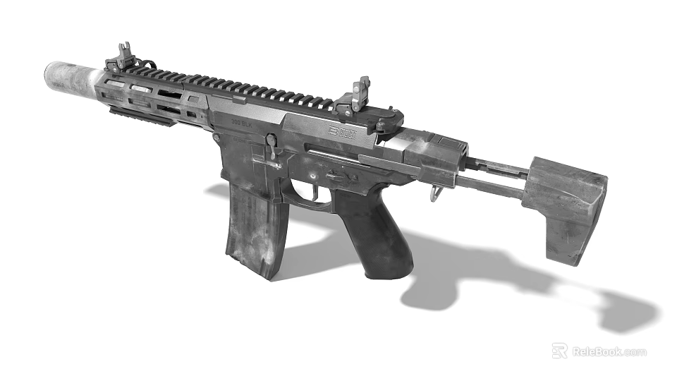 Game Movie Character Holding Tactical Assault Rifle With Scope And Rail System 3d model 