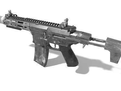 Game Movie Character Holding Tactical Assault Rifle With Scope And Rail System 3d model