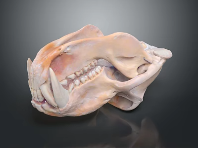 Detailed Big Cat Skull Anatomical Organ With Sharp Teeth And Skeletal Structure 3d model