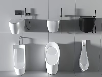 Modern Bathroom Toilet Collection Various Styles White Black Wall Mounted Floor Standing 3d model