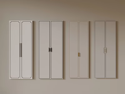 Modern Wardrobe Door Designs With Different Handle Styles And Light Colors 3d model