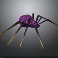 3D Rendered Purple Spider Character With Golden Patterned Legs And Vibrant Body Design