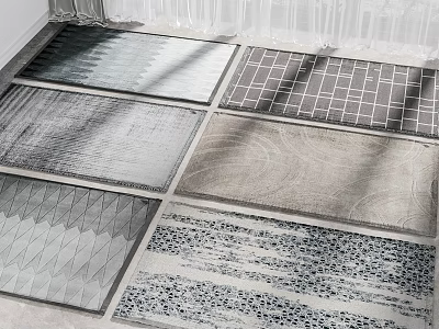 Modern Square Rugs With Various Patterns And Textured Surfaces For Home Decor 3d model