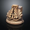 Detailed Hand Carved Ornamental Stone Sculpture With Leaf And Scroll Design