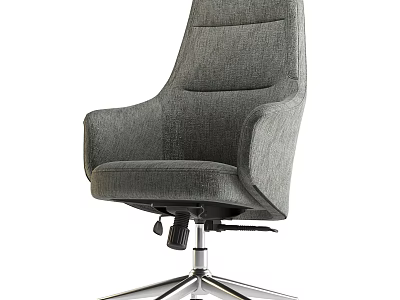 Modern Gray Fabric Office Chair With High Back Armrests And Adjustable Metal Base 3d model