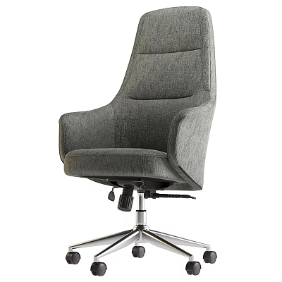 Modern Gray Fabric Office Chair With High Back Armrests And Adjustable Metal Base 3d model