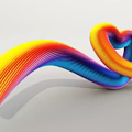 Abstract Colorful Curved 3D Model With Gradient Wave And Heart Shape Design