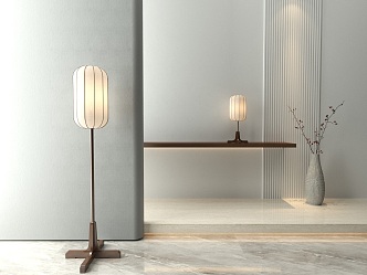 Floor Lamp Table Lamp Combination New Chinese Zen Style 3d model