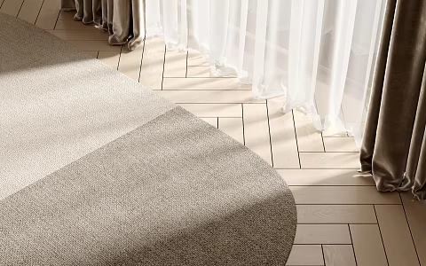 Modern Round Carpet Wood Floor Curtain Gauze Curtain 3d model