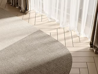 Modern Round Carpet Wood Floor Curtain Gauze Curtain 3d model
