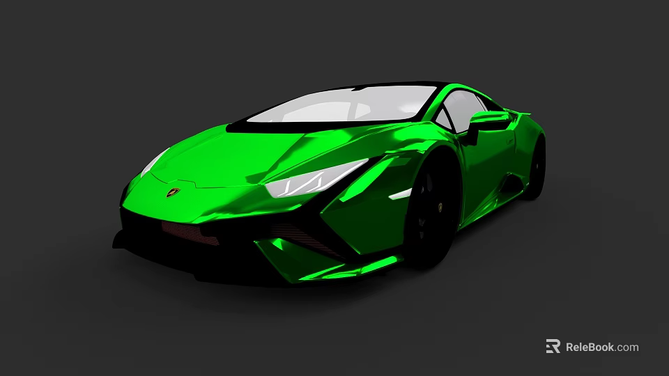 Green Luxury Sports Car With Sleek Design And Black Wheels 3d model 