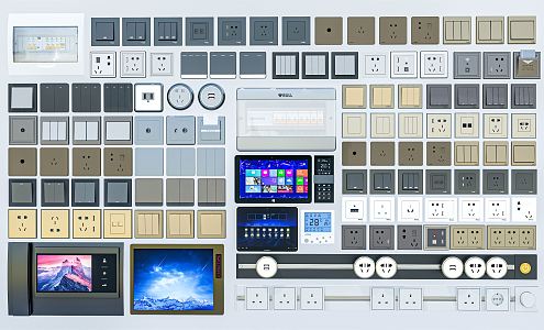 Modern switch socket switch panel meter box display 3d model