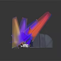 Colorful Lighting Installation With Vibrant Beam Effects And Reflective Base