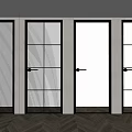 Modern Flush Doors With Diverse Grid Patterns And Black Frames In Interior 3d model