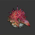 Vibrant Spiky Marine Creature Character Design With Pink Patterned Body And Fins