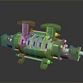 Green And Blue Industrial Mechanical Device With Transparent Casing And Rotary Components