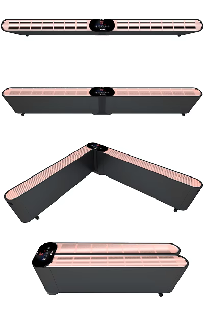 Black Baseboard Heater With L Shaped And Straight Design Pink Heating Elements Control Panel 3d model