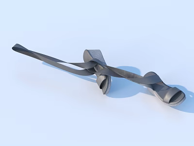 Silver Gray Abstract Twisted Ribbon Like Shoe Design On Light Blue Background 3d model