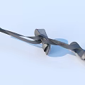 Silver Gray Abstract Twisted Ribbon Like Shoe Design On Light Blue Background