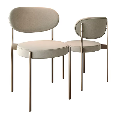 Modern Minimalist Dining Chairs With Round Upholstered Seat Curved Backrest And Metal Legs 3d model
