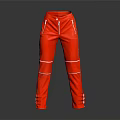 Stylish Red Pants With Zipper Details And White Stripe Accents