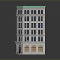Detailed White Building Model With Multiple Floors Arched Windows And Green Roof