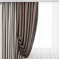 Elegant Layered Curtains With Sheer White Panels And Brown Textured Drapes