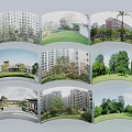 Residential Landscape Featuring High Rise Buildings Green Lawns Trees And Scenic Surroundings