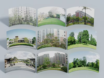 Residential Landscape Featuring High Rise Buildings Green Lawns Trees And Scenic Surroundings 3d model