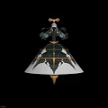 Fantasy White Haired Character With Golden Bow Headdress And Creature Silhouettes On Dark Dress