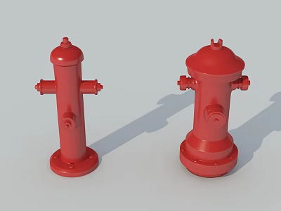 Fire Equipment Two Red Fire Hydrants For Emergency Fire Safety 3d model