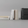 Minimalist Books Display With White Beige Black Stacked And Standing Arrangement