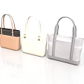Minimalist Lifestyle Handbags In Light Brown Ivory And Light Gray Tote Design With Metal Accents