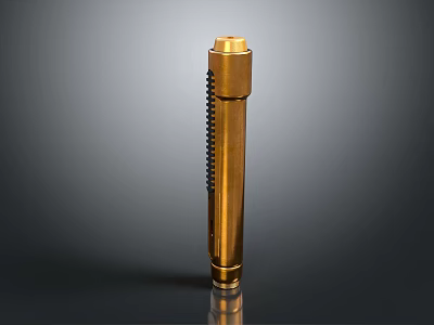 Golden Cylindrical Headphone Speaker With Modern Spring Structure And Sleek Design 3d model